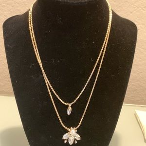 Banana Republic 2 Strand Crystal Pendent Necklace